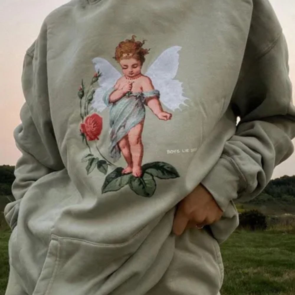 Boys Lie Chose Me Hoodie in Pastel Army Green